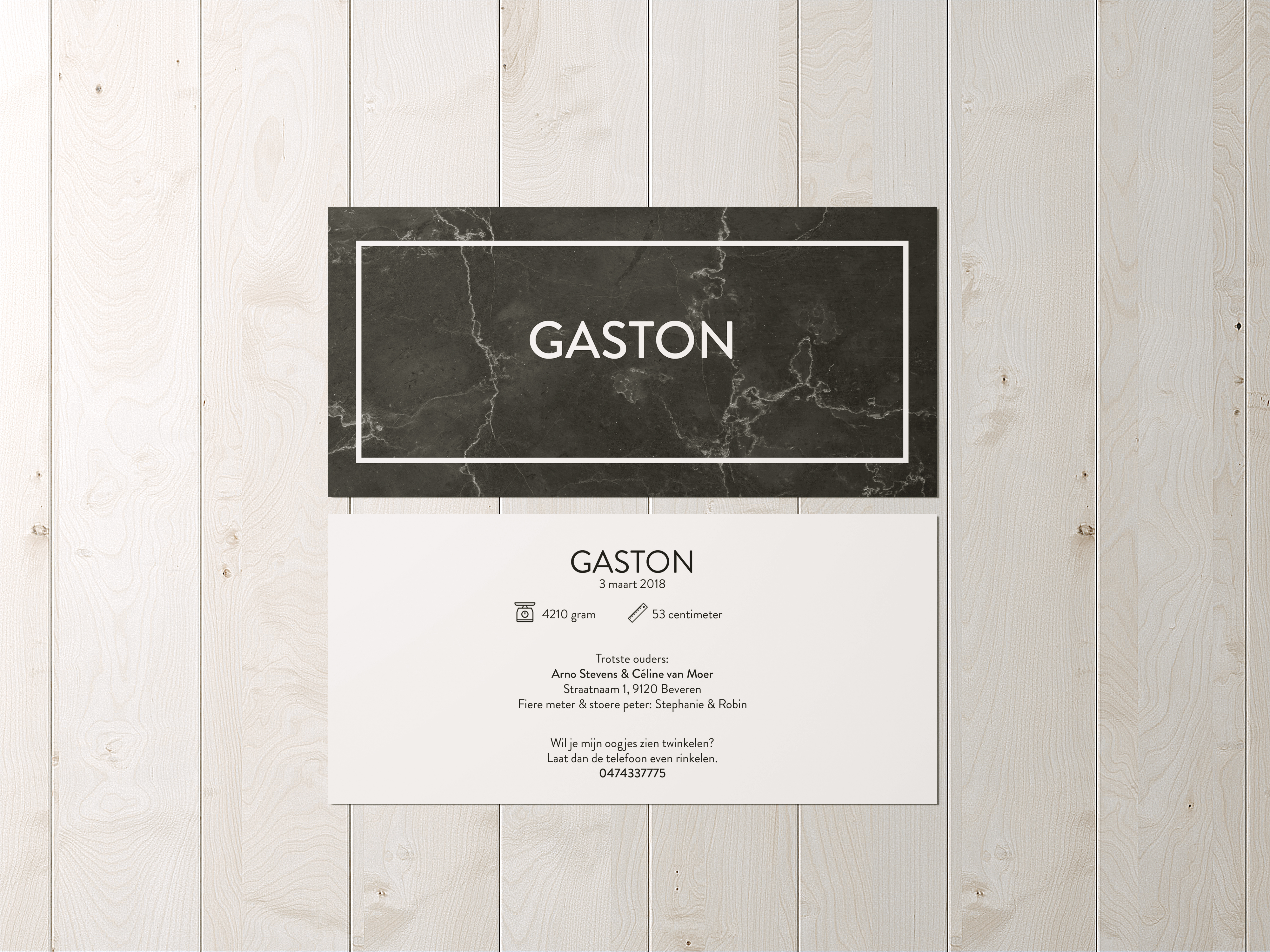 Geboortekaartje Gaston